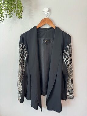 Biya From Johnny Was Embellished Black Open-Front Blazer Sz M